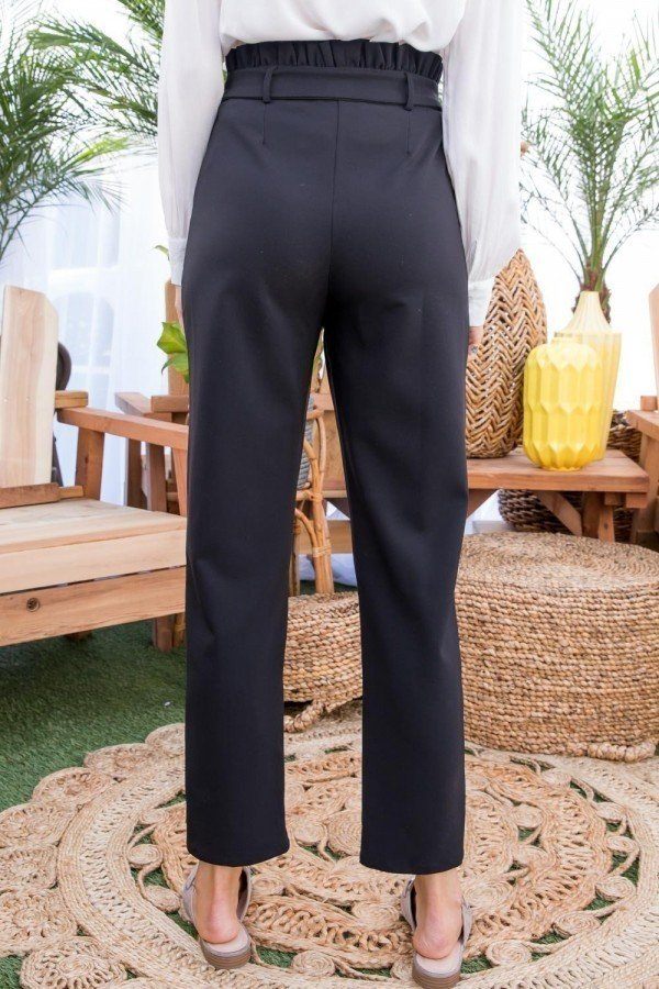 VacationGrabs stylish vacation pants in black with a high waist and relaxed fit for women