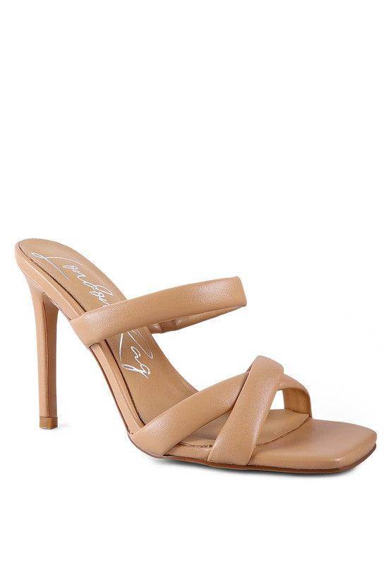 Rag Company stylish vacation sandals in nude with elegant cross-straps and high heel design