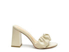 Rag Company stylish vacation sandals with a block heel and ruffled design in cream color