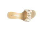 Rag Company chic women's stylish vacation sandals with a beige ruffled strap for elegant summer look