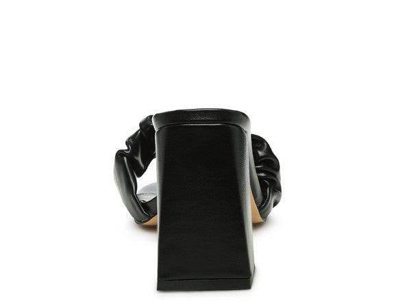 Back view of stylish vacation sandals with block heel design for women by Rag Company