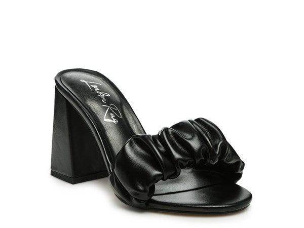 Rag Company stylish vacation sandals in black with a sleek design and high block heel