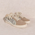 Let's See Style Stylish Vacation Sneakers Women in Beige with Leopard Print Accents