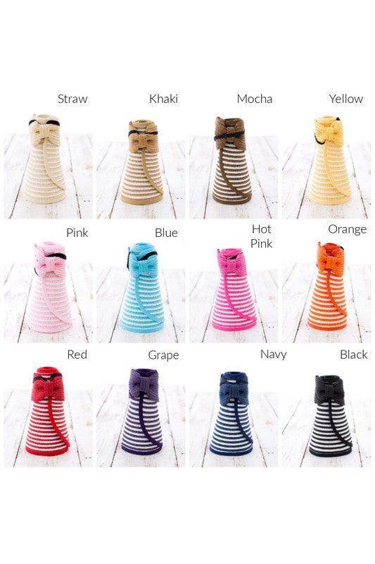 Aili's Corner stylish vacation sun hat collection in various colors and striped patterns