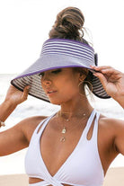 Aili's Corner stylish vacation sun hat with wide brim and striped design, perfect for beach outings