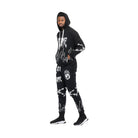 Men's 2PC Track Set by WEIV in black featuring stylish vacation sweat suit design with flames and hoodie
