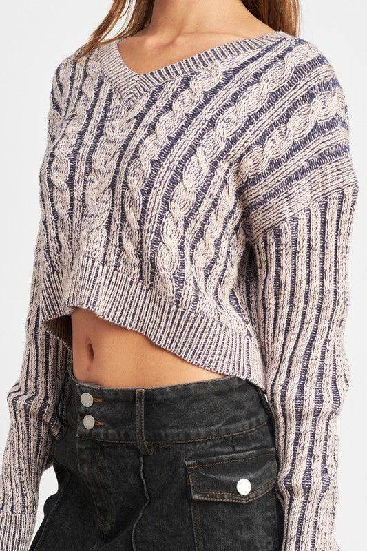 Emory Park stylish vacation sweater with a cable knit design and cropped fit for a trendy look