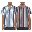 WEIV Men's Summer Beach Button Up Shirt in Striped Design for Casual Summer Outings