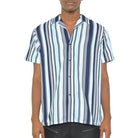 WEIV Men's Summer Beach Button Up Shirt with Blue and White Stripes for Comfort and Style