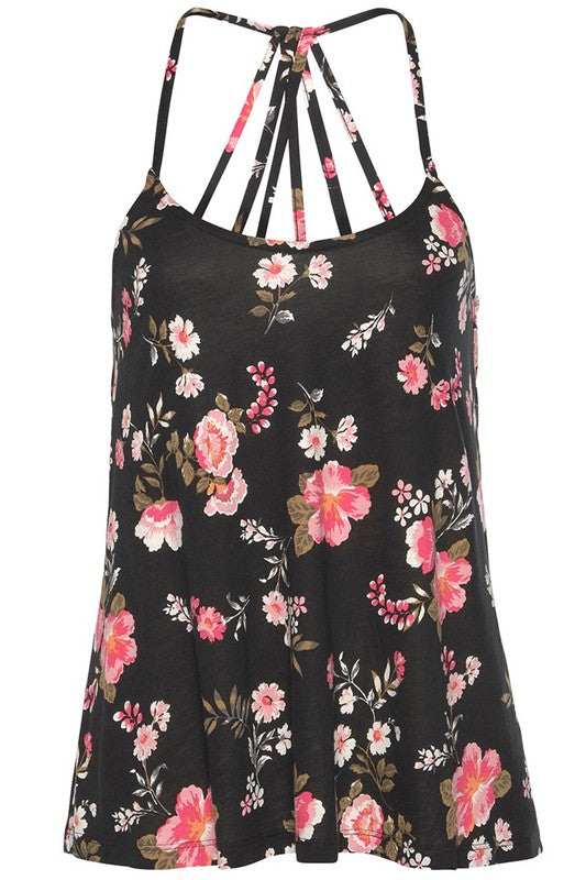 YNIQUE Floral Print Women's Tank Top with Strappy Back, perfect summer casual tops for women