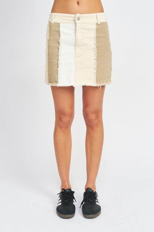 Emory Park Women's Summer Fashion Skirts in Patchwork Style with Frayed Edges for Trendy Looks