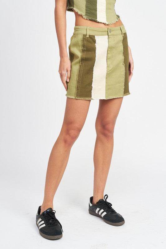 Emory Park Women's Summer Fashion Skirts in Green with a Stylish Striped Design for Casual Wear