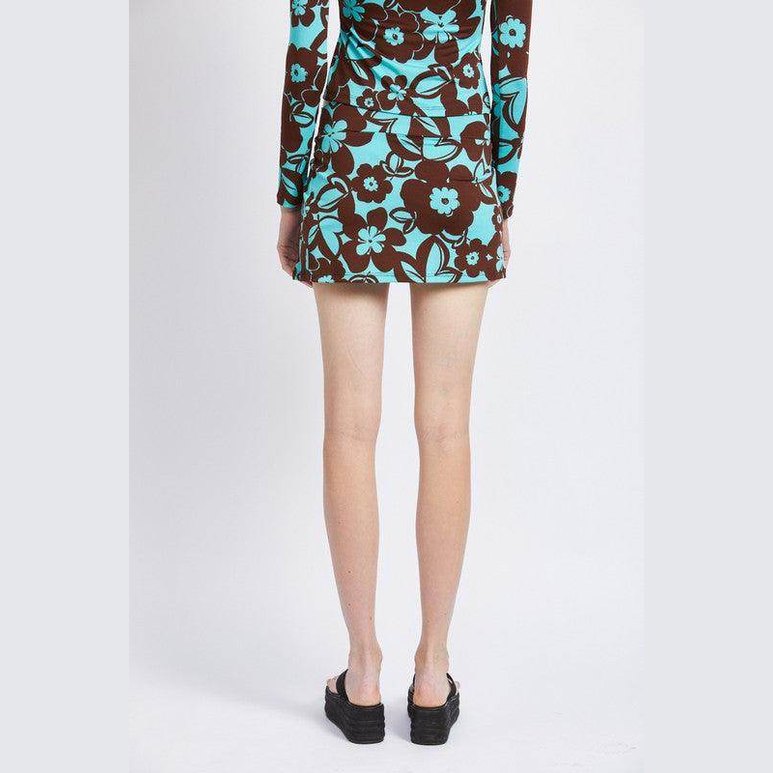 Emory Park Summer Floral Skirt in Brown and Blue with a Comfortable Fit for Warm Weather