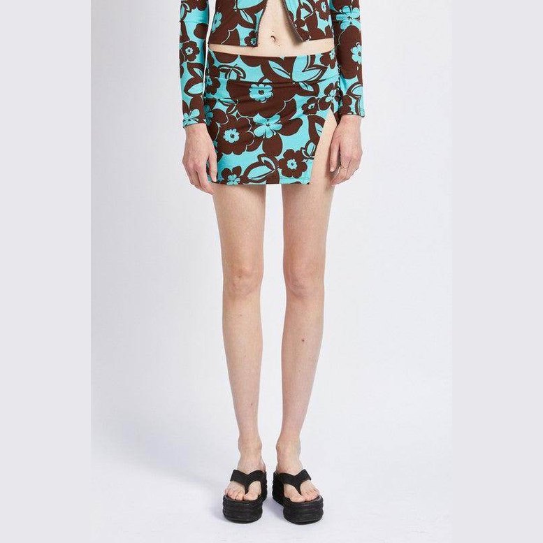 Emory Park Summer Floral Skirt with Brown and Blue Floral Print for a Stylish Summer Look