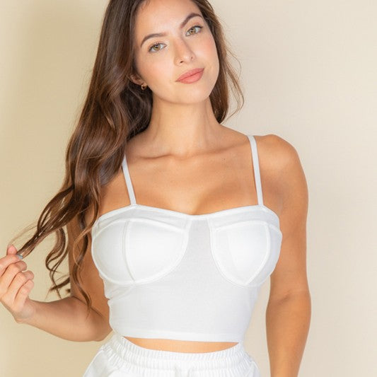 Capella white crop top and shorts summer vacation outfit for women with adjustable straps