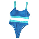 Trendsi Women's 2PC Scoop Neck Swimwear in Blue with Ribbed Design and Comfortable Straps