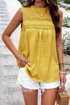 Swiss Dot Round Neck Tank - VacationGrabs