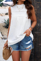 Swiss Dot Round Neck Tank - VacationGrabs