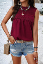Swiss Dot Round Neck Tank - VacationGrabs