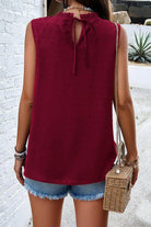 Swiss Dot Round Neck Tank - VacationGrabs