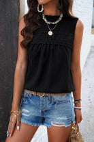 Swiss Dot Round Neck Tank - VacationGrabs