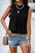 Swiss Dot Round Neck Tank - VacationGrabs