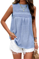 Swiss Dot Round Neck Tank - VacationGrabs