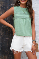 Swiss Dot Round Neck Tank - VacationGrabs