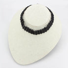 Elegant synthetic gemstone fashion necklace with black geometric design for stylish women