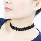 Elegant synthetic gemstone fashion necklace in black, perfect for chic and trendy outfits