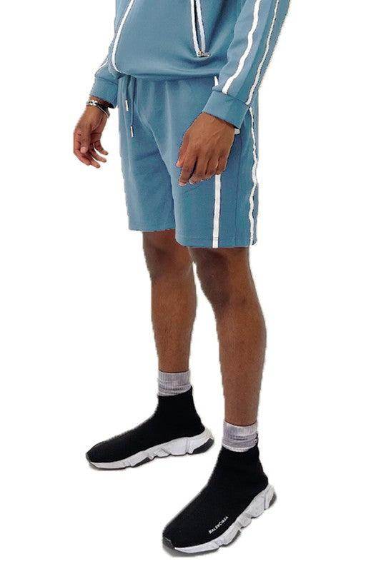 Taped Striped Shorts Mens Activewear - VacationGrabs