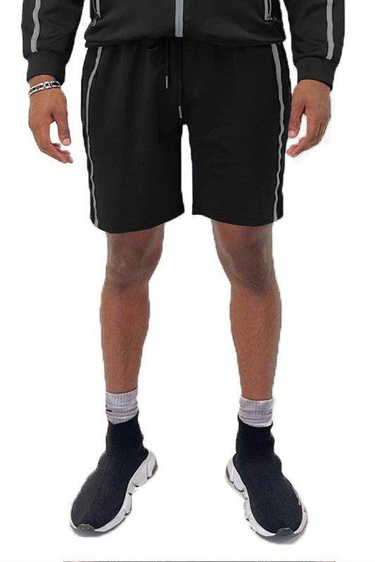 Taped Striped Shorts Mens Activewear - VacationGrabs