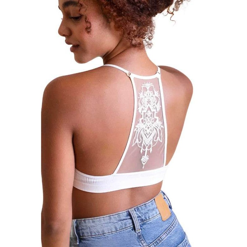 Tattoo Mesh Racerback Bralette - VacationGrabs