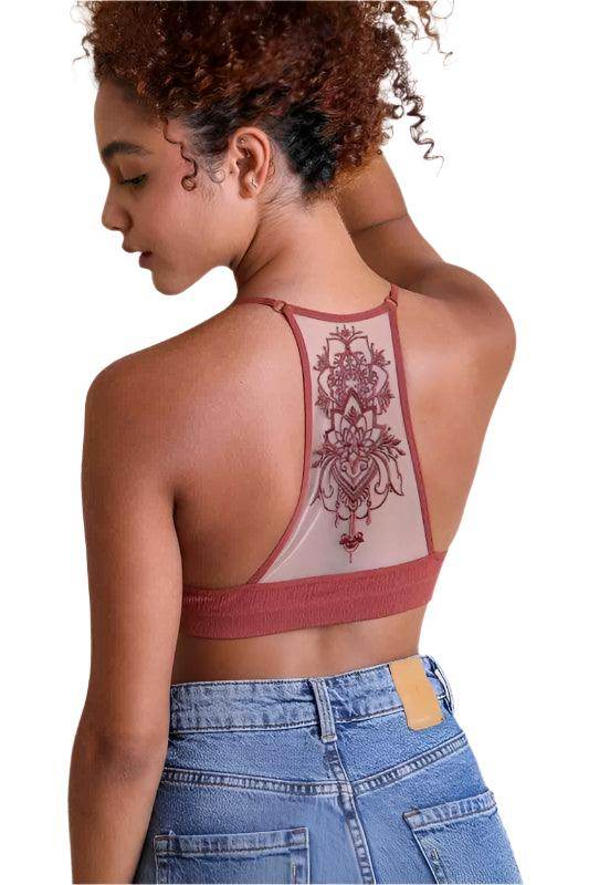 Tattoo Mesh Racerback Bralette - VacationGrabs