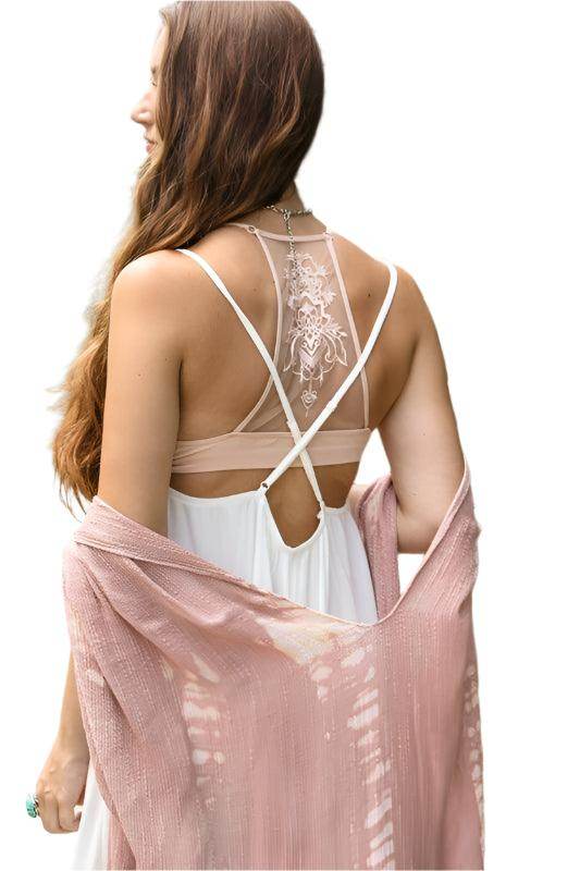 Tattoo Mesh Racerback Bralette - VacationGrabs
