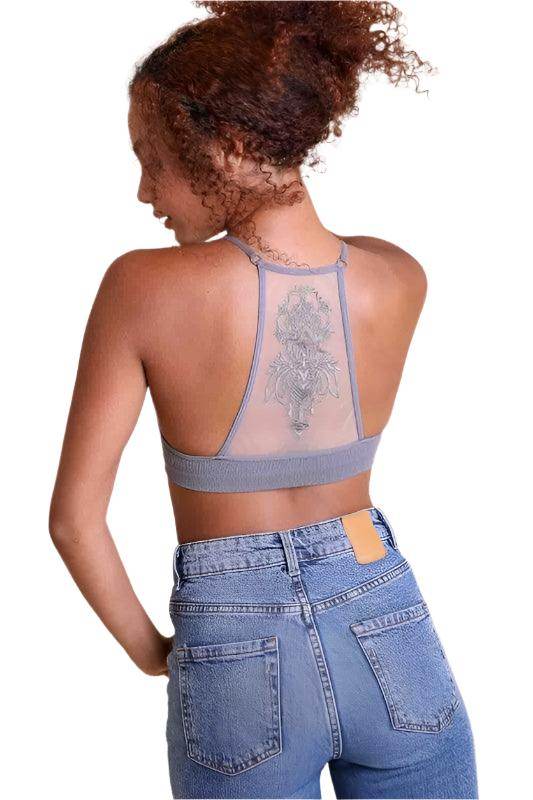 Tattoo Mesh Racerback Bralette - VacationGrabs