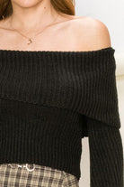 Women's Sweaters Tease Me Ribbed Off-Shoulder Sweater