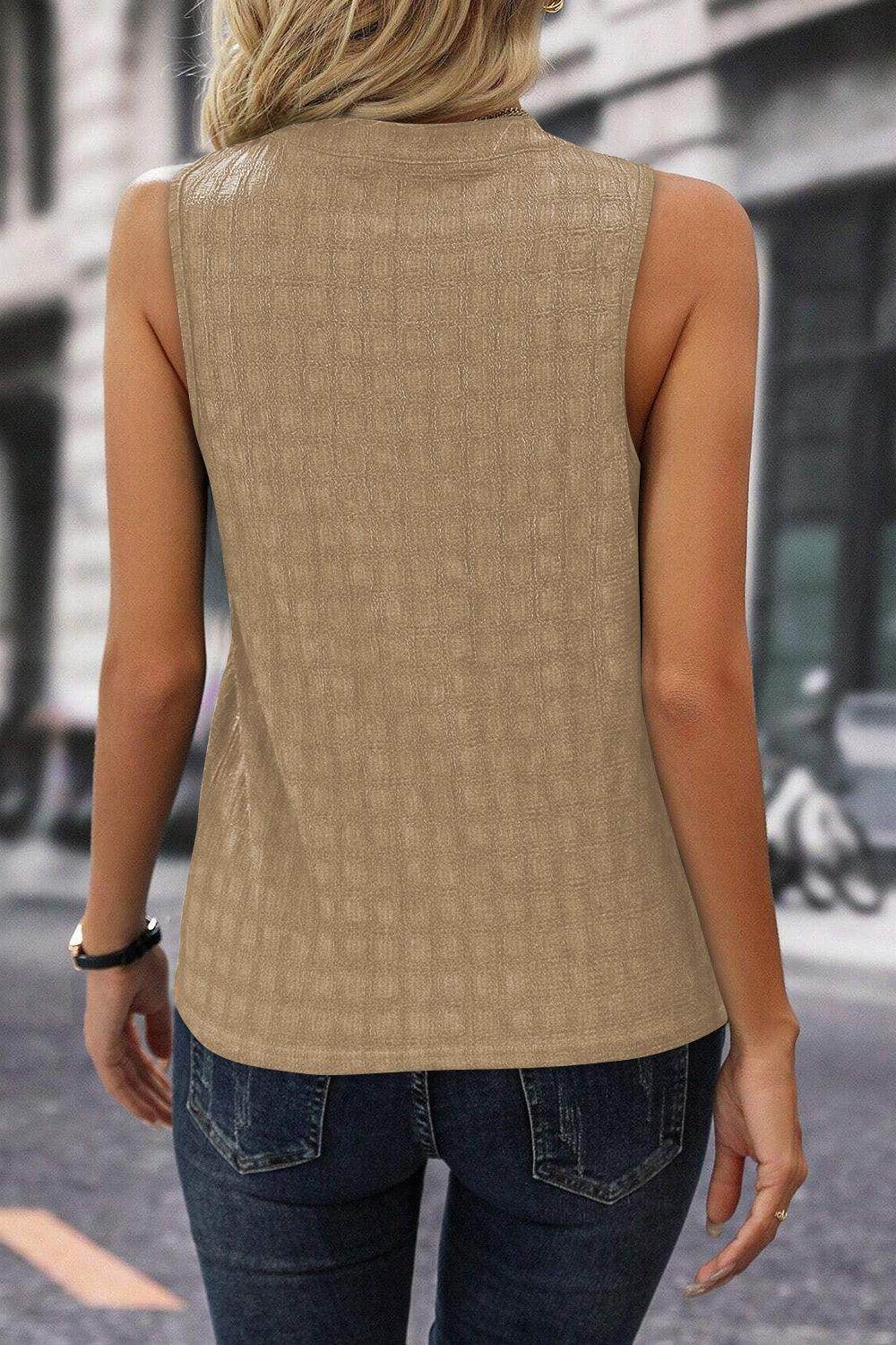 Textured Notched Tank - VacationGrabs