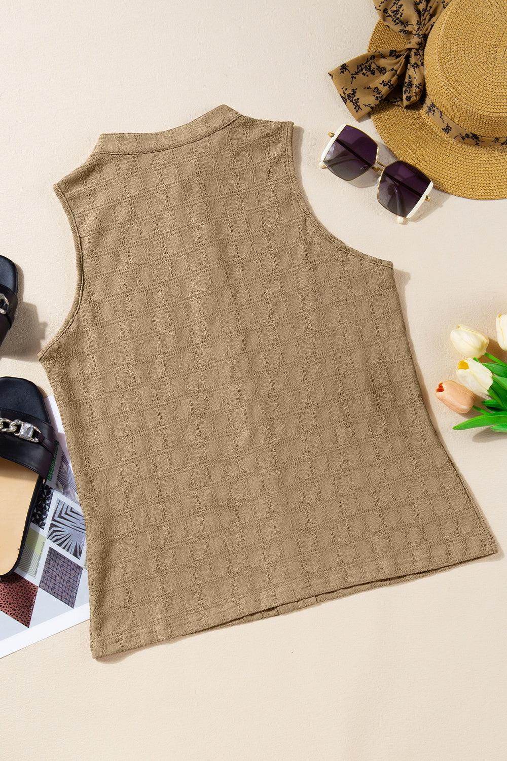 Textured Notched Tank - VacationGrabs