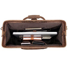 Spacious textured travel weekender bag showcasing ample interior space for electronics and essentials