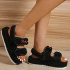 Red Iphigenia thick bottom casual sandals in black with adjustable straps for comfort