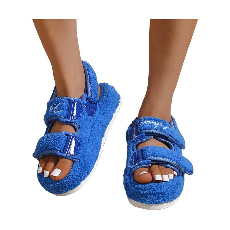 Blue Red Iphigenia thick bottom casual sandals with adjustable straps for comfortable summer wear