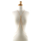 Bella Chic elegant gold double layered body chain displayed on white mannequin