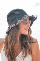 Aili's Corner three wash shades hat with frayed edges, perfect for beach days and summer outings