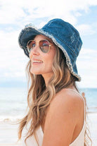 Aili's Corner three wash shades hat in blue denim style, perfect for sunny beach days and casual outings