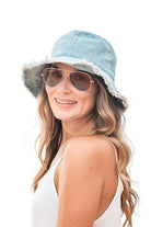 Aili's Corner three wash shades hat for women, featuring a frayed brim and a stylish denim look