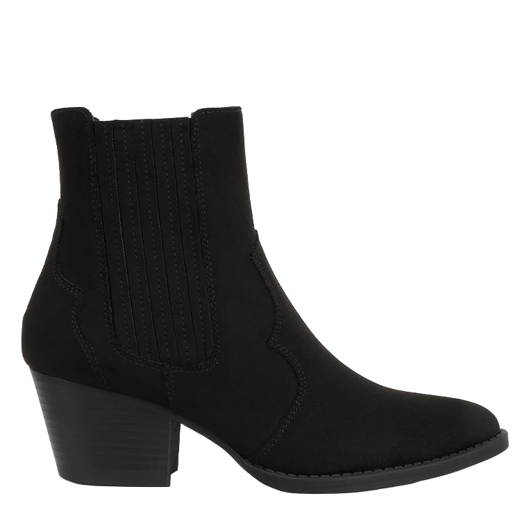 Black ankle boot on a white background