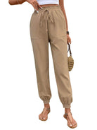 Tied Elastic Waist Pants with Pockets - VacationGrabs