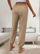 Tied Elastic Waist Pants with Pockets - VacationGrabs
