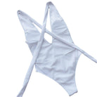 Trendsi tied one-piece swimwear in white with crisscross back design for stylish beachwear